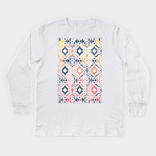 Tropical Ikat Damask Kids Long Sleeve T-Shirt